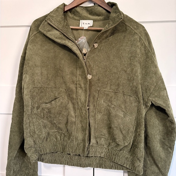 E & M Jackets & Blazers - Green Corduroy Utility Jacket